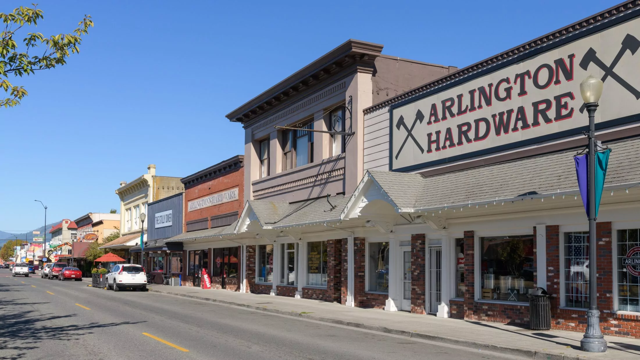 Downtown Arlington, Washington community and local service area.