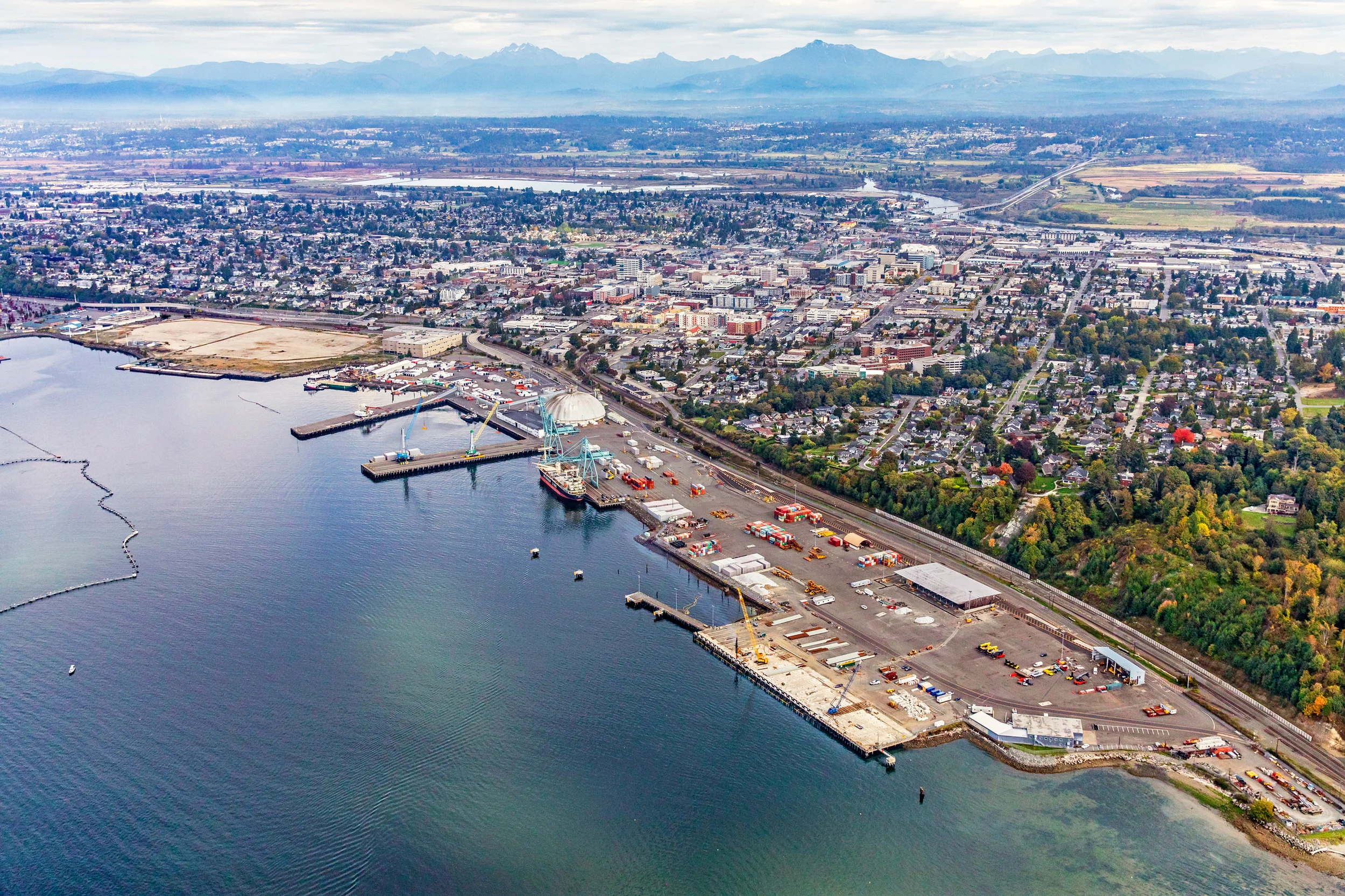Everett waterfront and marina in Everett, Washington.