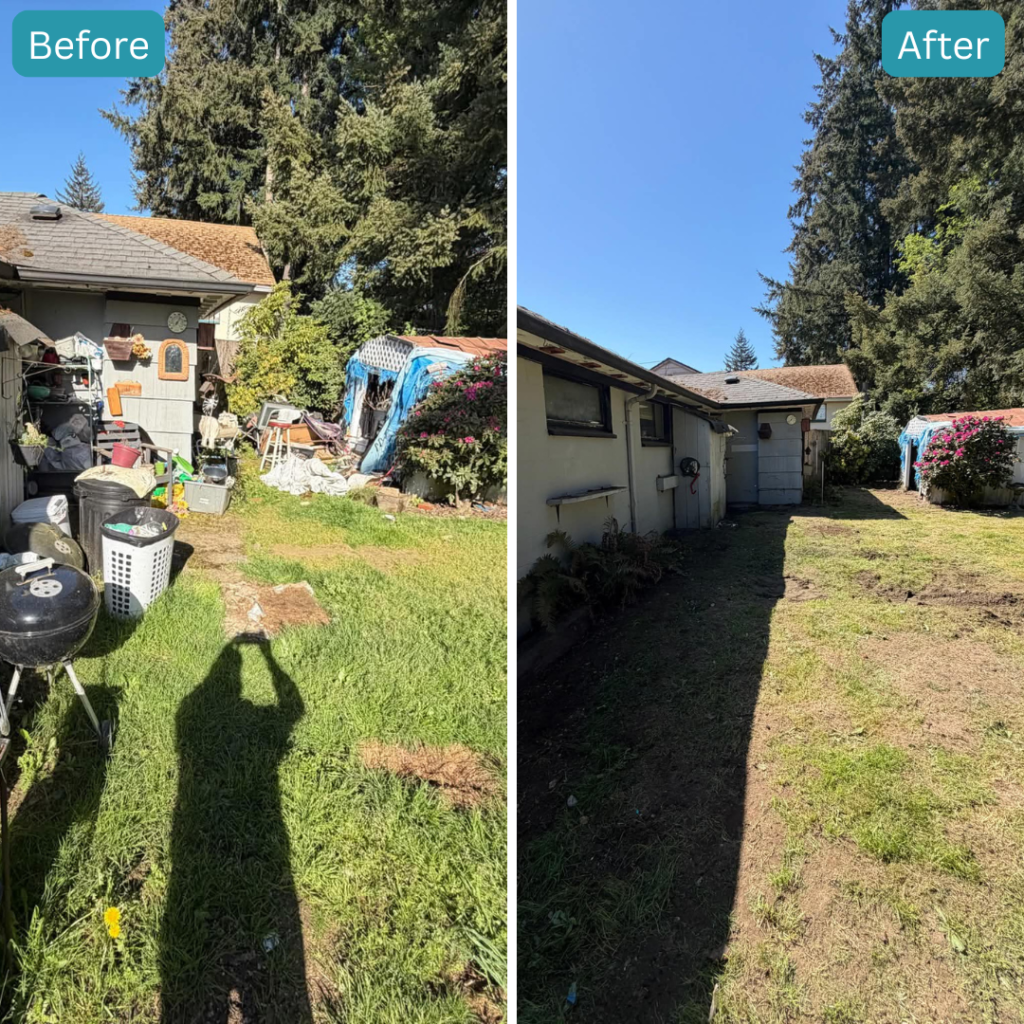 Residential junk removal project in Marysville WA before and after cleanup